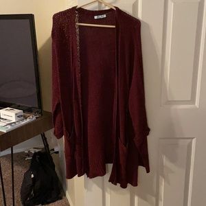 Knitted Burgundy Cardigan